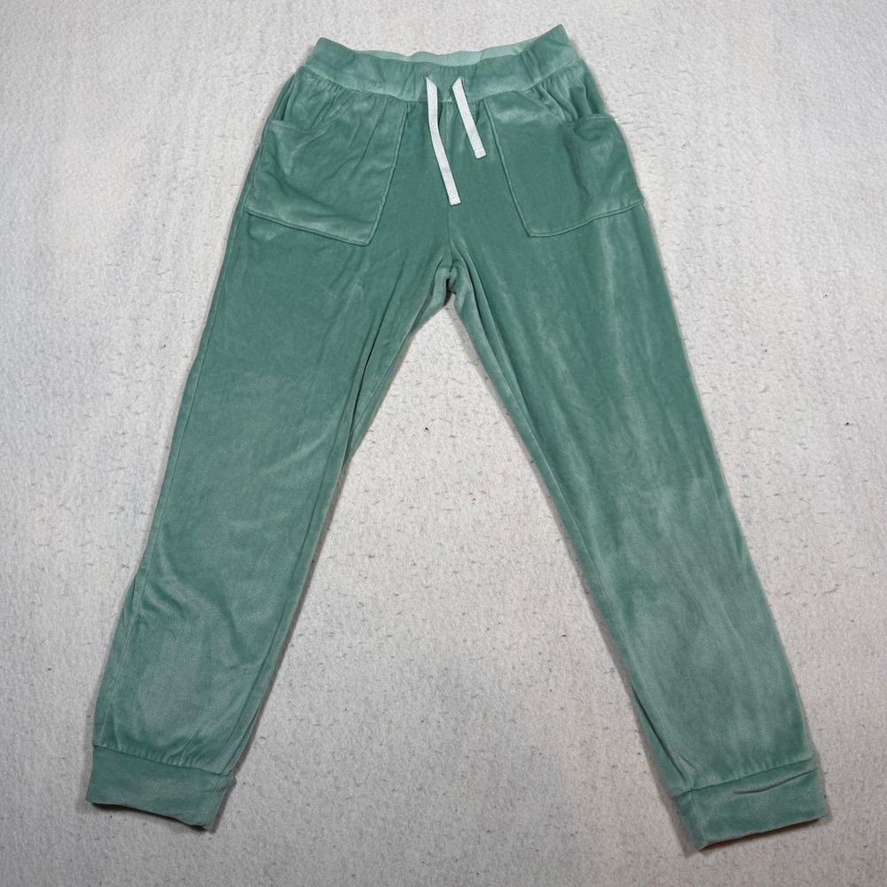 Cat & Jack Girls Velour Joggers Sage Green Velvet Sweatpants Size L 10/12
